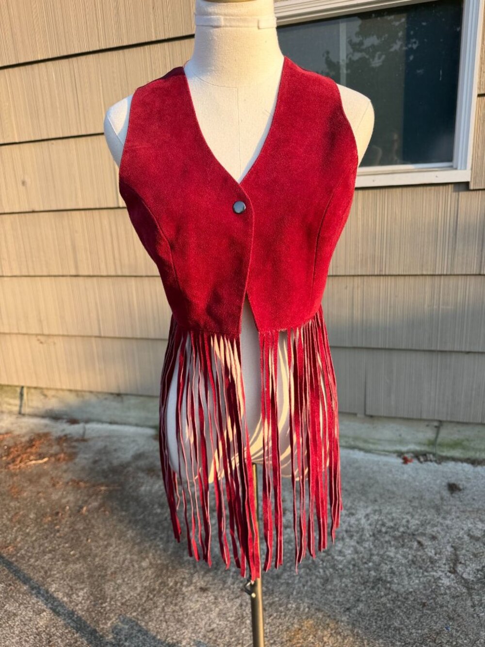 Passport Leather Suede Fringe Vest Small Burgundy Red Western Boho Cropped Top
